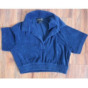 Carbon38 Micro Terry Cropped Top Daylight Navy -S